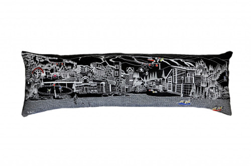 Homeroots Home Decor Vail Nighttime Skyline Lumbar Decorative Pillow, Black, 45 Inches