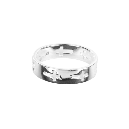 Ring Multi Cutout Cross Size 8 Silver