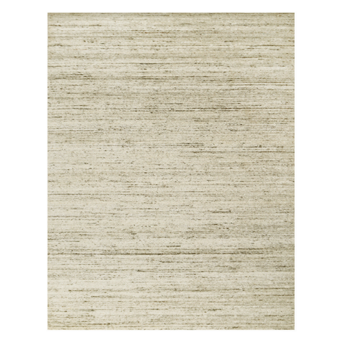 9' X 12' Ivory And Brown Wool Striped Hand Woven Area Rug