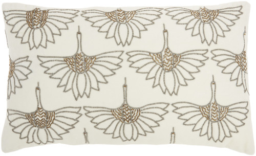 Homeroots Home Decor Brilliant Ivory Lumbar Pillow, Ivory, 5 x 12 x 20 Inch