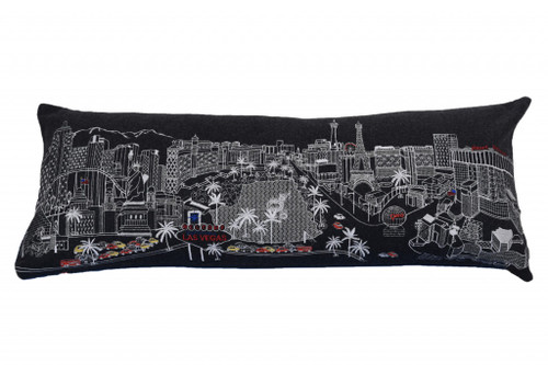 Homeroots Home Decor Vegas Nighttime Skyline Lumbar Decorative Pillow, Black, 35 Inches