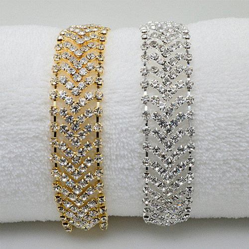 Brocade Bracelet Crystal Chevron Design In Vintage Look