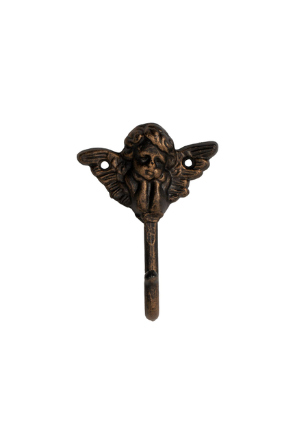 FantasHome Wall Mounted Cast Iron Home Decor Single Hook (Small Angel)