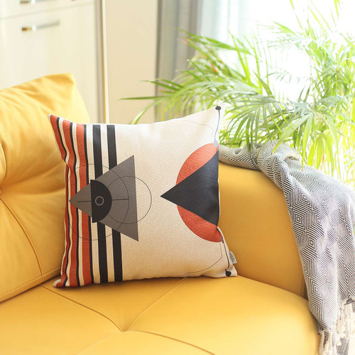 Homeroots Home Decor Orange And White Modern Geometric Throw Pillow, 18x18 Inches