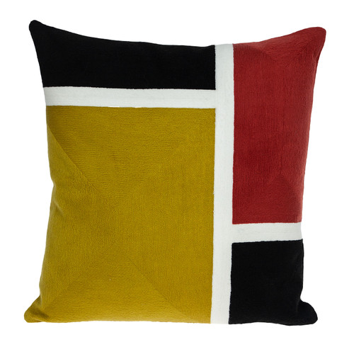 Homeroots Home Decor 20 X 20 Inches with Mustard Yellow and Black Geometric Zippered 100% Cotton Throw Pillow
