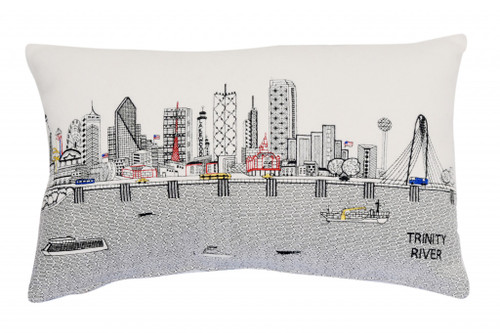 Homeroots Home Decor Dallas Daylight Skyline Lumbar Decorative Pillow, White, 24 Inches