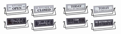 Reversable Sign with Stand (Set of 4) 12.75"L x 4.75"H Iron