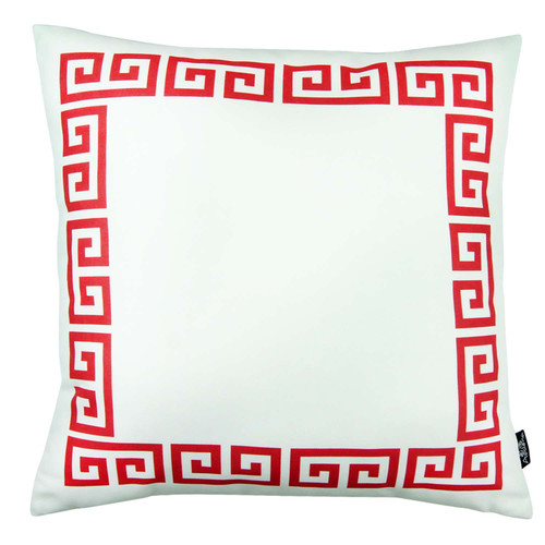 Homeroots Home Decor Red And White Greek Key Classic Throw Pillow