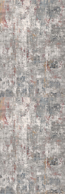 2' X 8' Gray And Ivory Abstract Runner Rug