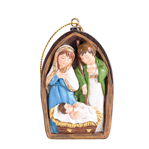 Ornament Holy Family Gold String 2.5H