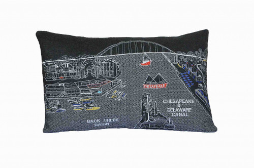 Homeroots Home Decor Charleston Nighttime Skyline Lumbar Decorative Pillow, Black, 24 Inches