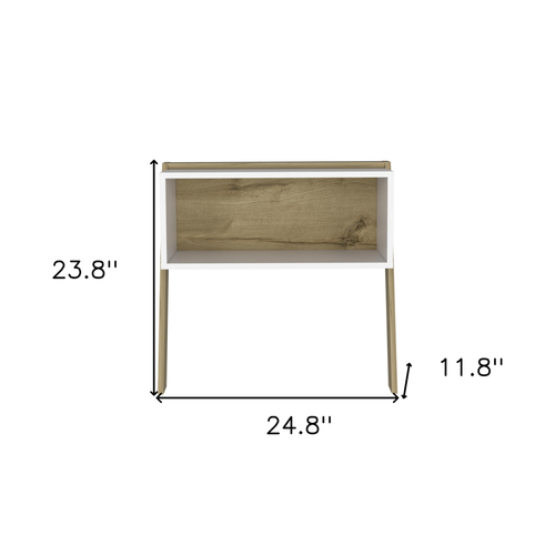 24" White and Oak Faux Wood Nightstand