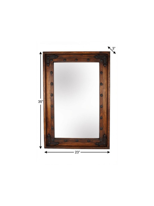 35" Brown Solid Wood Rustic Framed Accent Mirror - 880024920825