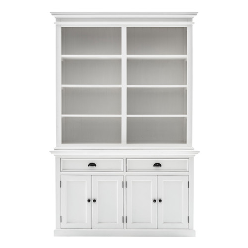 87" White Solid Wood Adjustable Four Tier Bookcase - 808230072657