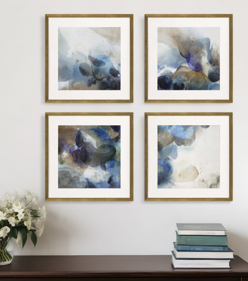 Set Of Four Pebbles Gold Framed Print Wall Art - 606114918127