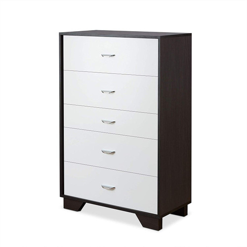 32" X 16" X 47" White And Espresso Particle Board Chest - 689211812468