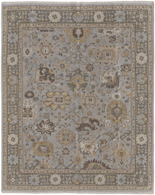 8' X 12' Gray and Brown Wool Oriental Hand Knotted Area Rug With Fringe - 608219023133