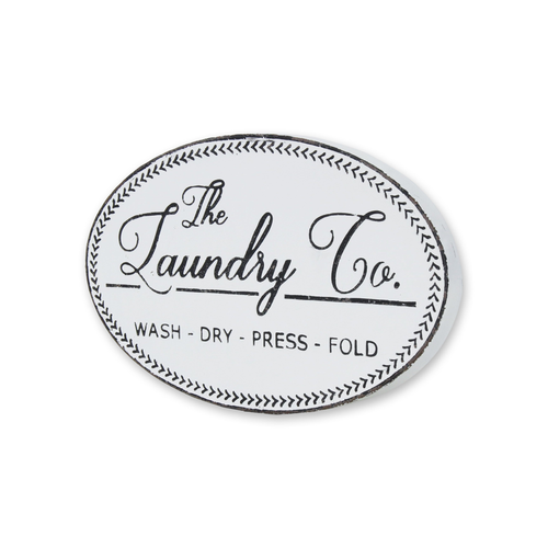 14" X 22" White And Dark Gray The Laundry Co Metal Oval Wall Decor - 880016756715