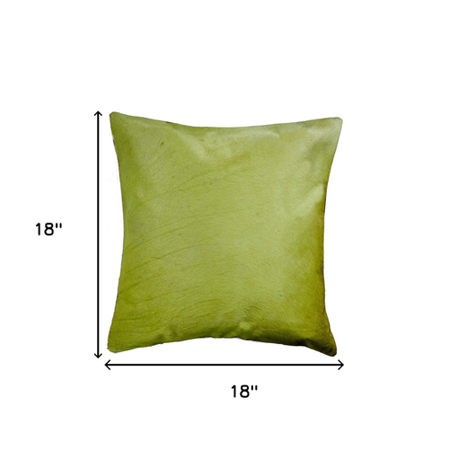 18" Lime Green Cowhide Throw Pillow - 608219115067