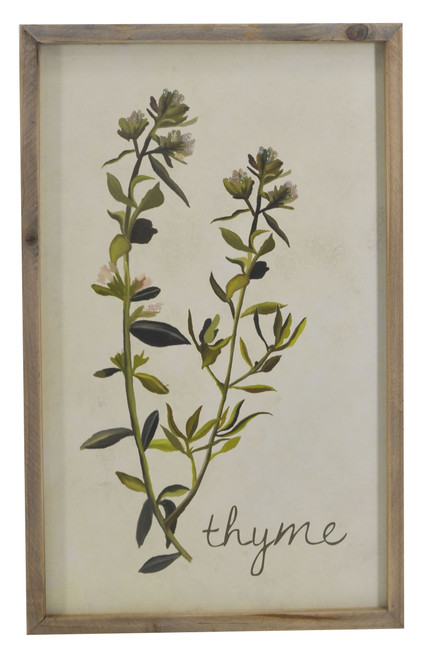 19" X 12" Green And White Thyme Floral Wood Wall Decor - 880016582970