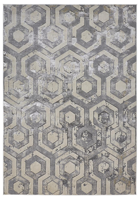 10' X 13' Gray Taupe And Silver Abstract Area Rug
