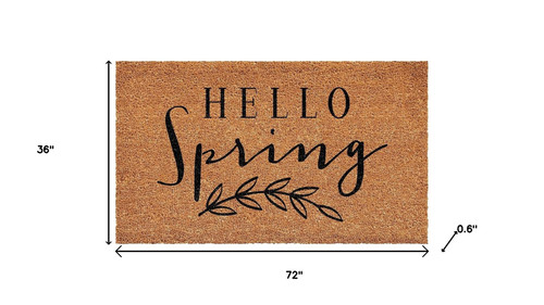 36" X 72" Brown And Black Hello Spring Outdoor Coir Door Mat - 880024501635