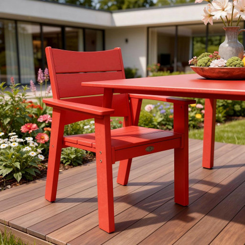 26" Red Heavy Duty Plastic Outdoor Dining Chair - 880016772159