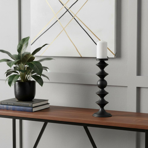 16" Black Metal Tabletop Pillar Candle Holder - 880024648712