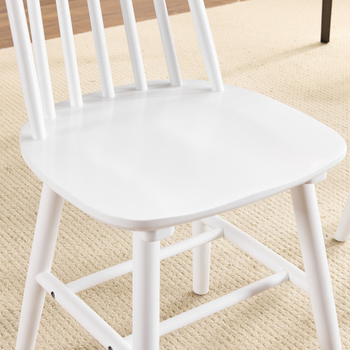 Set of Two White Solid Wood Windsor Back Dining Side Chairs - 880024893778