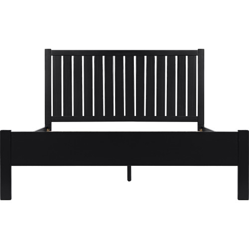 Black Solid Wood Queen Bed Frame - 608219348434