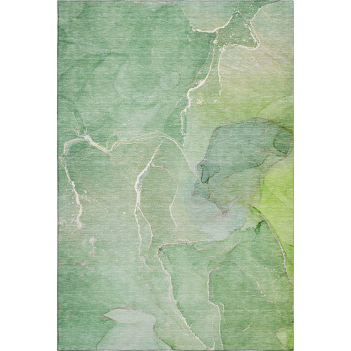 3' X 5' Green And Ivory Abstract Washable Area Rug With UV Protection - 880024908281