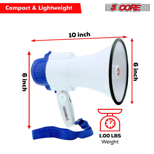 Megaphone Bullhorn Speaker 30W Mini Bull Horn Battery Power Megafono 800 Feet USB - 810047161028