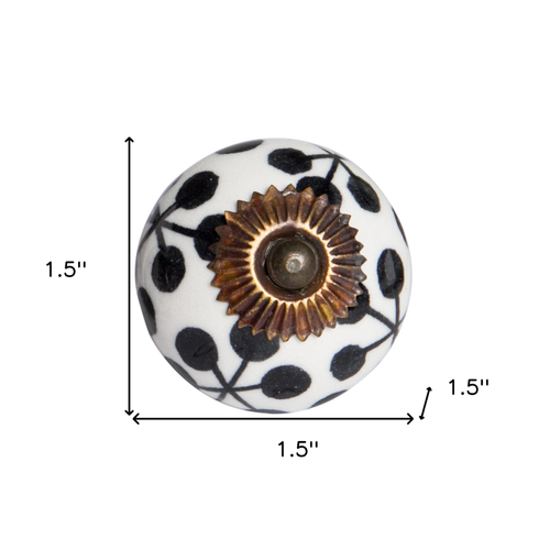 Set of Eight Black And White Ceramic And Metal Drawer Pull Knobs - 606114974888