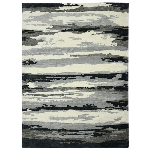 2' X 3' Dark Gray Black And Ivory Wool Abstract Hand Tufted Area Rug - 880016414493