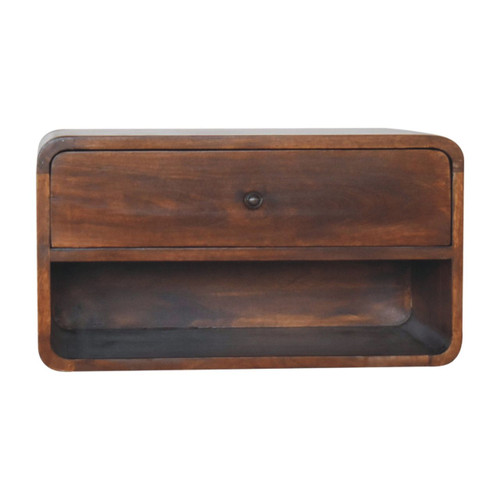 22" Brown Solid Wood One Drawer Floating Nightstand - 880016491982