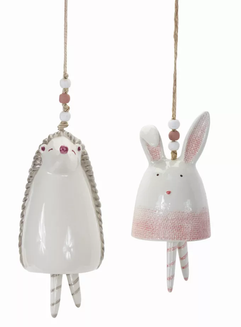 Bunny/Hedgehog Bell (Set of 4) 4.75"H, 7"H Stoneware - 746427783965