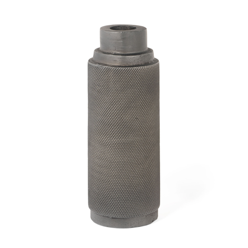 7" Gray Distressed Aluminum Geometric Tabletop Taper Candle Holder - 606114934783