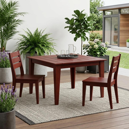 39" Mahogany Heavy Duty Plastic Square Outdoor Dining Table - 880016440386