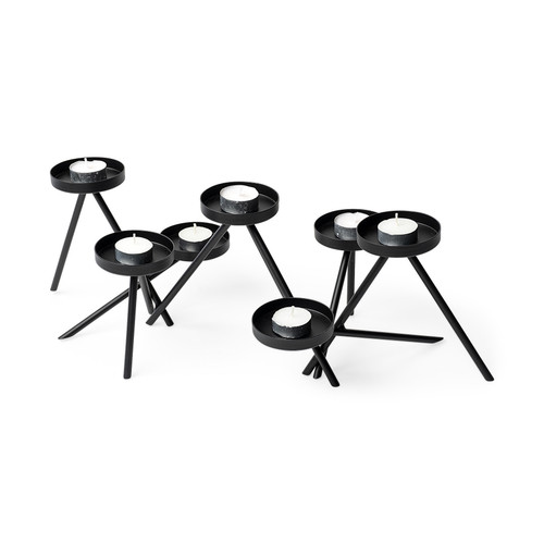 7" Black Geometric Metal Tabletop Votive Candle Holder - 880016563818