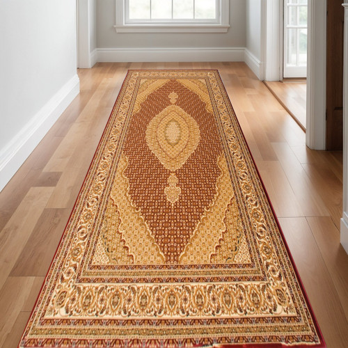 2' X 30' Red And Beige Moroccan Area Rug - 880016701173