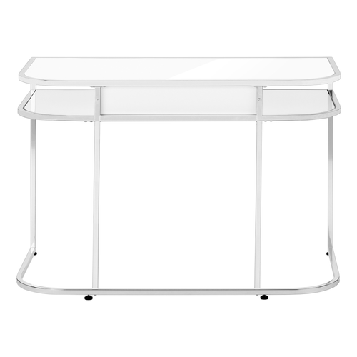 47" White and Silver Wood and Metal Sled Computer Desk - 608219269678