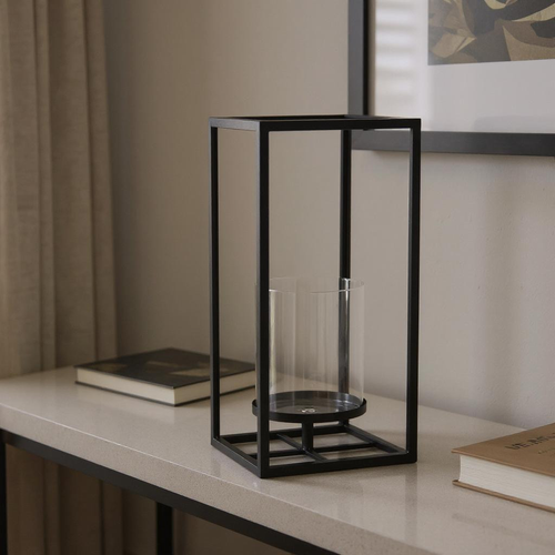 Clear Metal Glass Tabletop Candle Holder - 880016496635