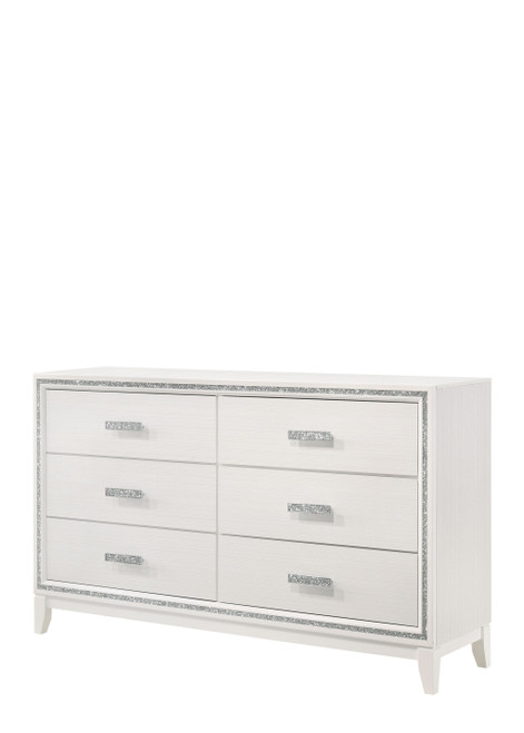63" White Finish Manufactured Wood Six Drawer Standard Dresser - 606114153320