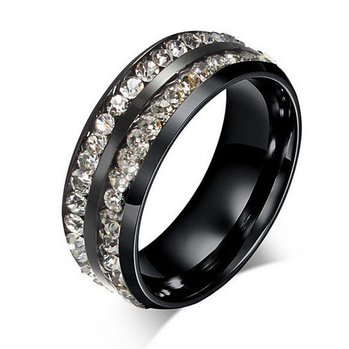 I Trust You Ring Double Row Channel Set CZ Stones In Titanium Steel - 702921593141