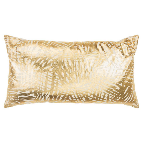 Homeroots Home Decor Gold Foil Etched Pattern Lumbar Pillow, Gold, 26 x 14 Inches