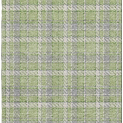 8' X 10' Green And Gray Plaid Washable Area Rug With UV Protection - 880016623727