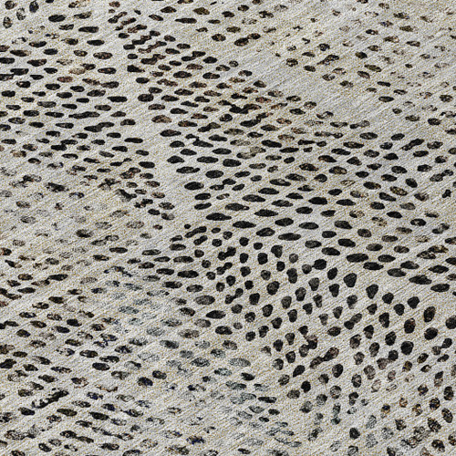 8' Gray Beige And Black Round Geometric Washable Indoor Outdoor Area Rug - 608219253066