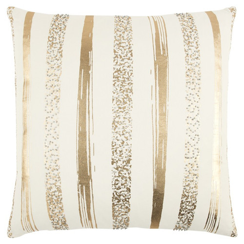 Homeroots Gold Glam Stripe Beaded Throw Pillow, Gold, 20 x 20 Inches