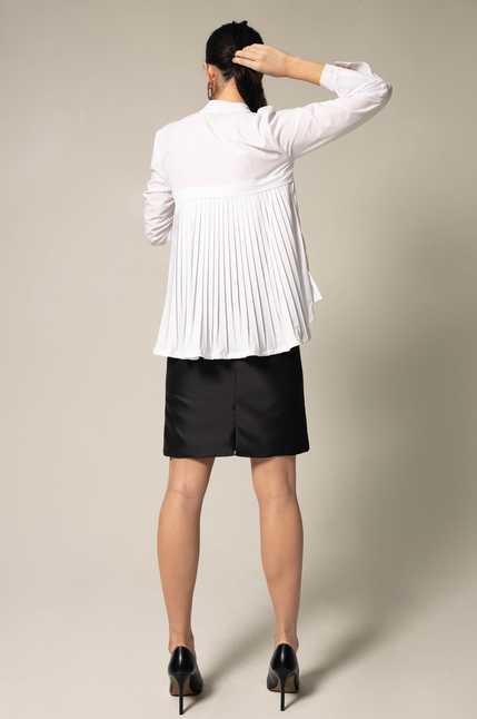 Stylish Pleated Blouse in White - 196704618570