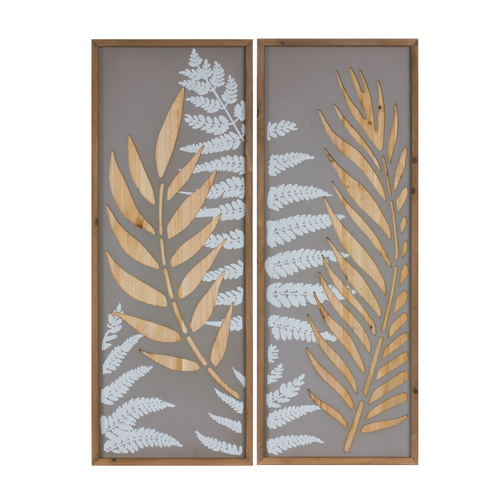 Wood Framed Fern Panel Wall Art  - 746427887281